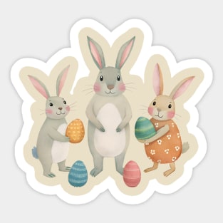 Happy Easter Family Matching Bunny with Eggs Gift Sticker